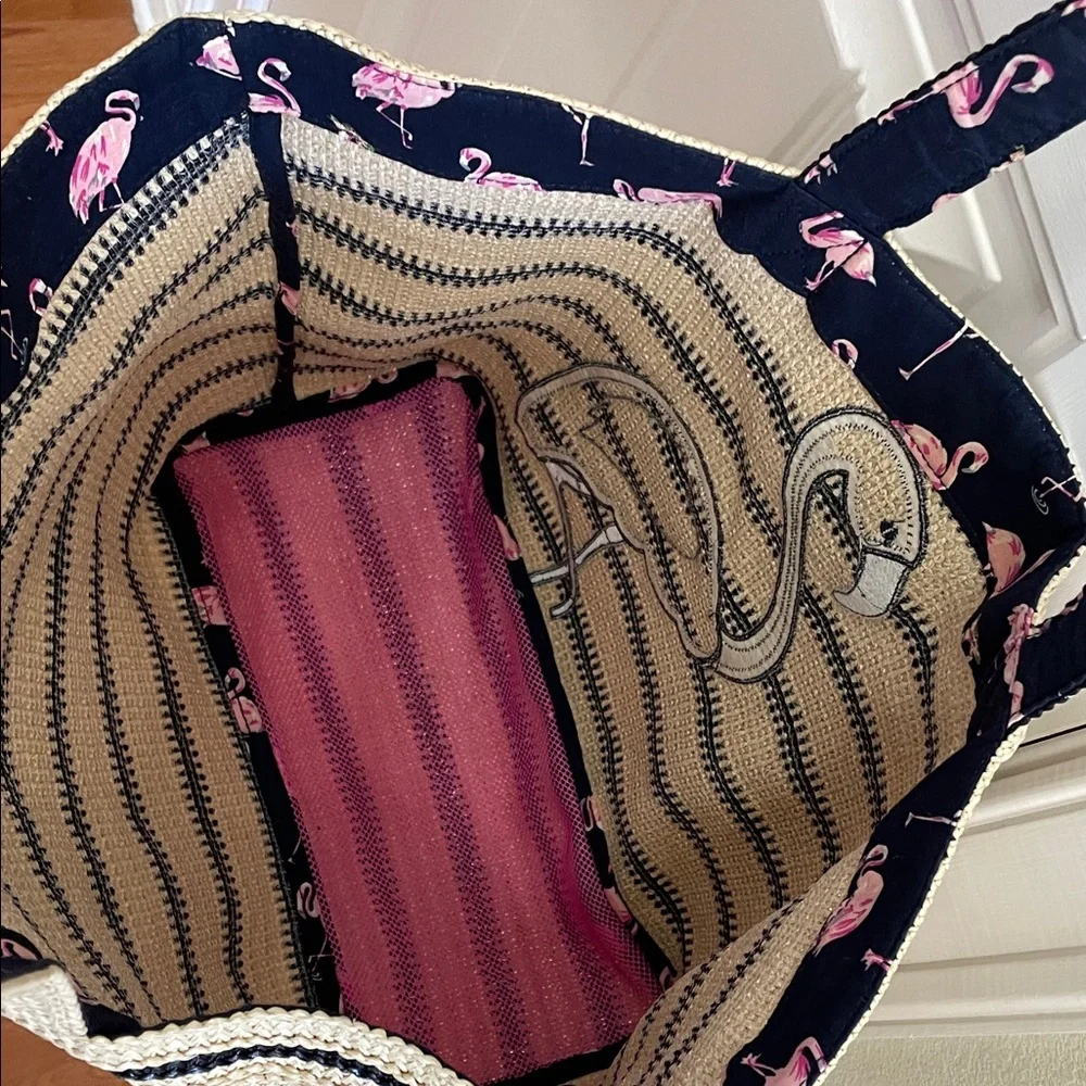Vera Bradley Straw Flamingo Tote